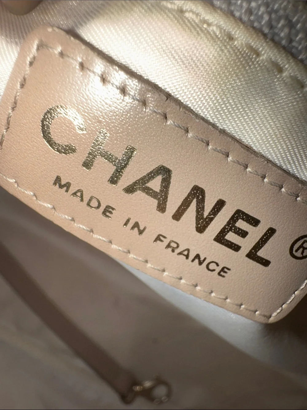 CHANEL cream travel line Jacquard Tote (small) EUC